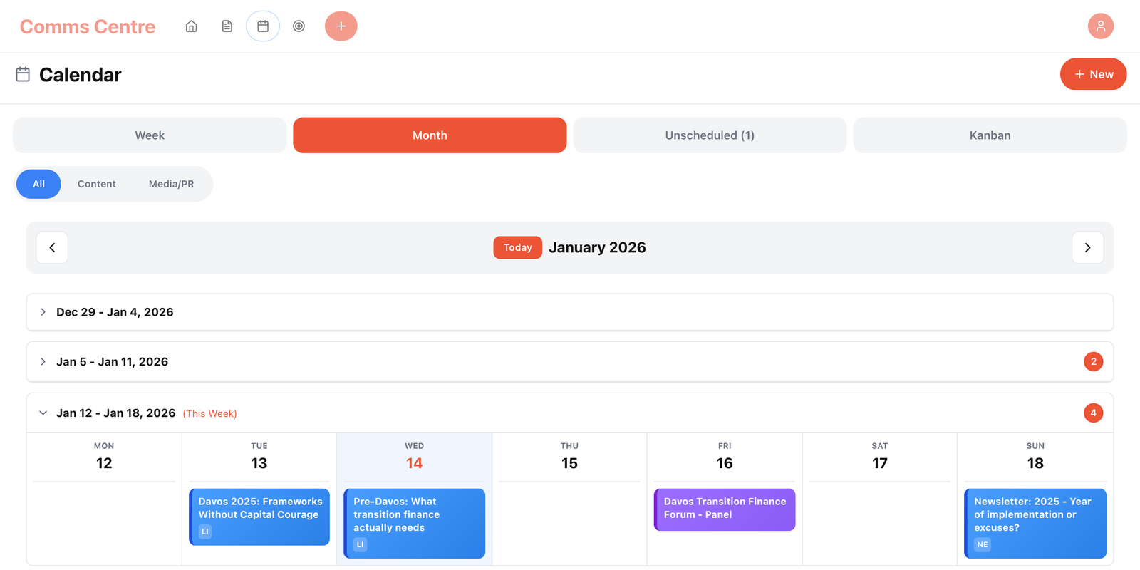 Comms Centre Dashboard Preview